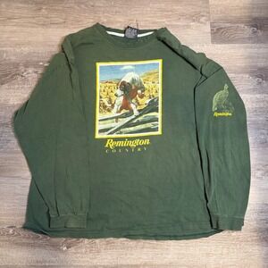Remington Country Mens 3XL Forest Green Long Sleeve Hunting Dog Graphic T-Shirt